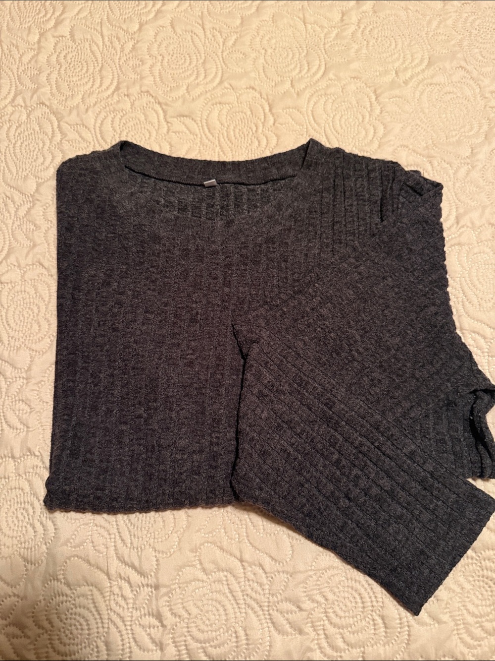 Source Unknown Charcoal Ribbed Crewneck Sweater